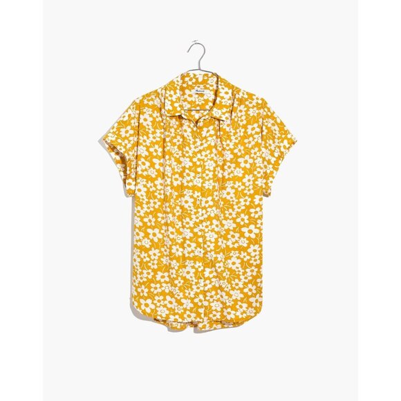 MADEWELL Central Retro Floral Yellow Cotton Voile Oversized Shirt, Size XS - Picture 5 of 13